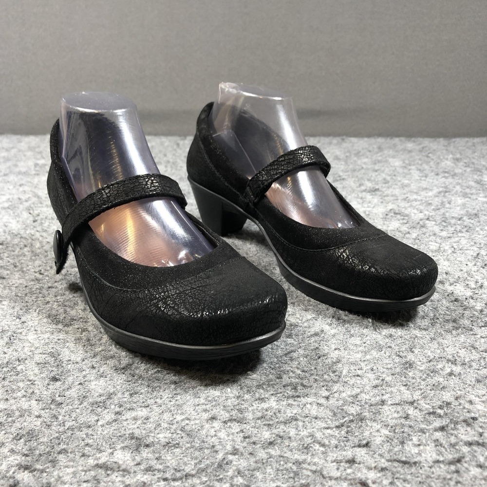 Naot Latest Mary Jane Pumps Womens Size 8 Black Leather Suede Block Heel